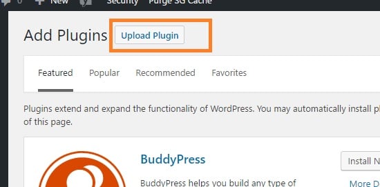 upload plugin button