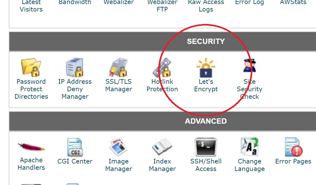 Let's Encrypt Icon in cPanel