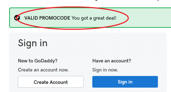 GoDaddy Promo Code Accepted