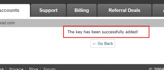 Key has Been Generated in cPanel