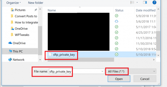 Select the Private Key Generated from cPanel