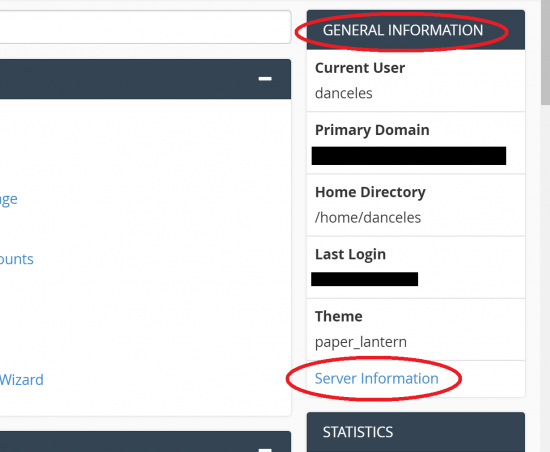 Server Information in cPanel