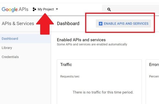 Create a new Google API Project