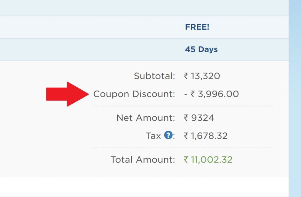Applying the Hostgator India Coupon Discount