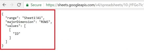 Google Sheets API Returns Json