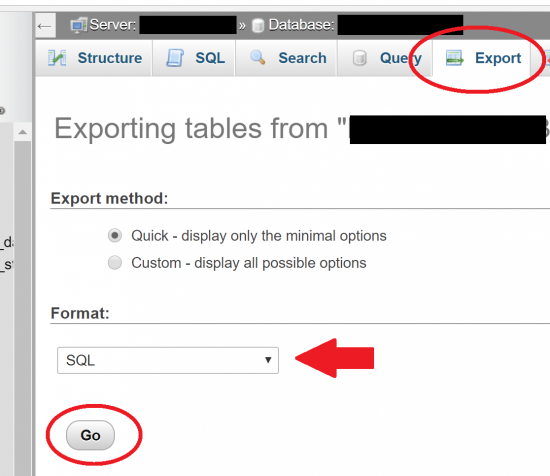 Export your Database