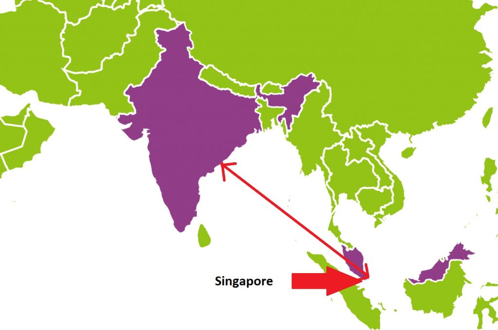 Singapore to India Distance