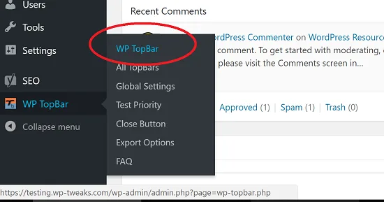 Access WP TopBar