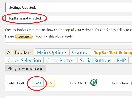 Enable the Top Bar