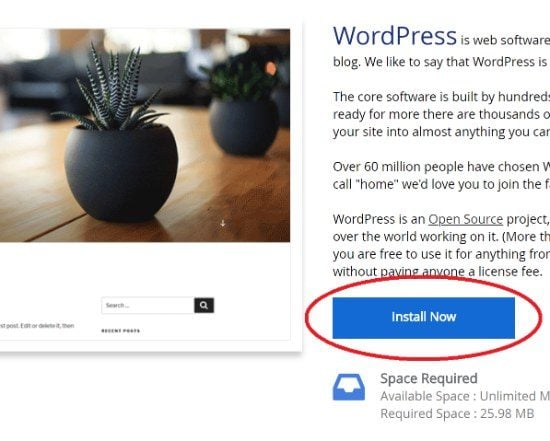 WordPress Softaculous - Install Now