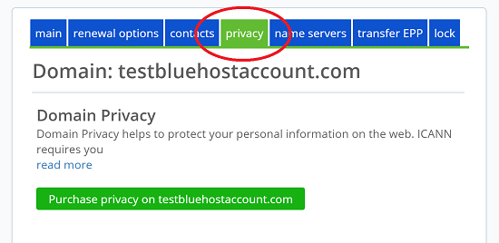 Disable Domain Privacy