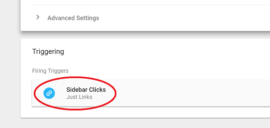 Choose Sidebar Clicks Trigger