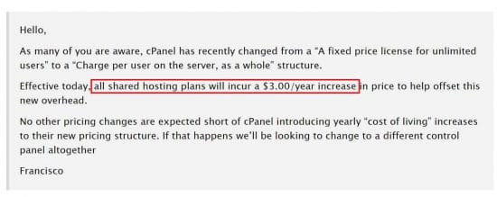 BuyShared Reseller Discounts were lowered because of the cPanel price increase