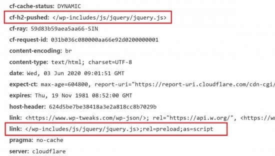 Cloudflare's Response Header for Server Push