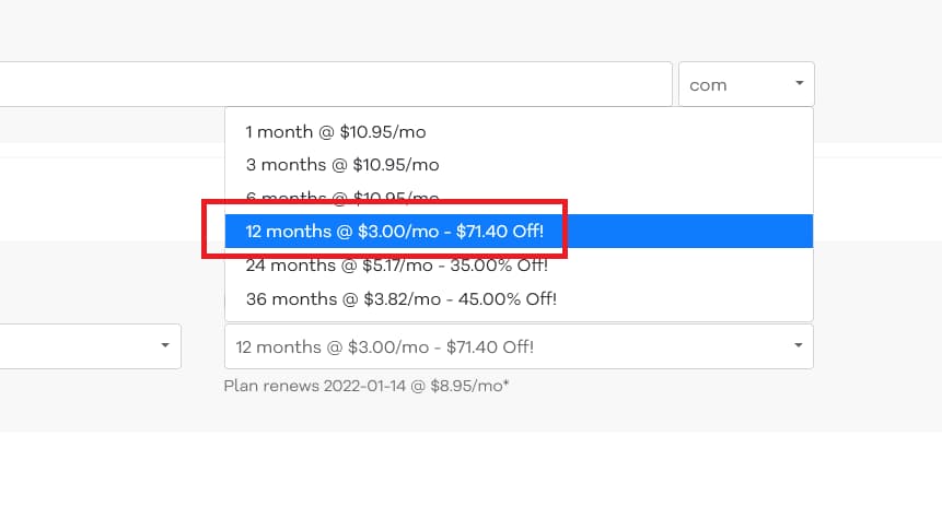 12-month Billing Cycle with Hostgator