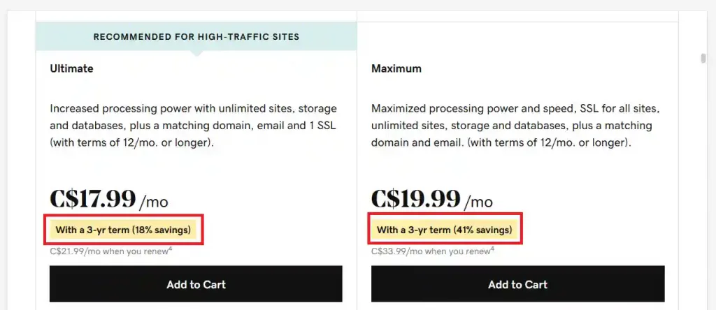GoDaddy Has Terrible Discounts for Higher Tier Plans