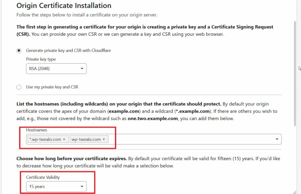Configure the Cloudflare Origin SSL Certificate
