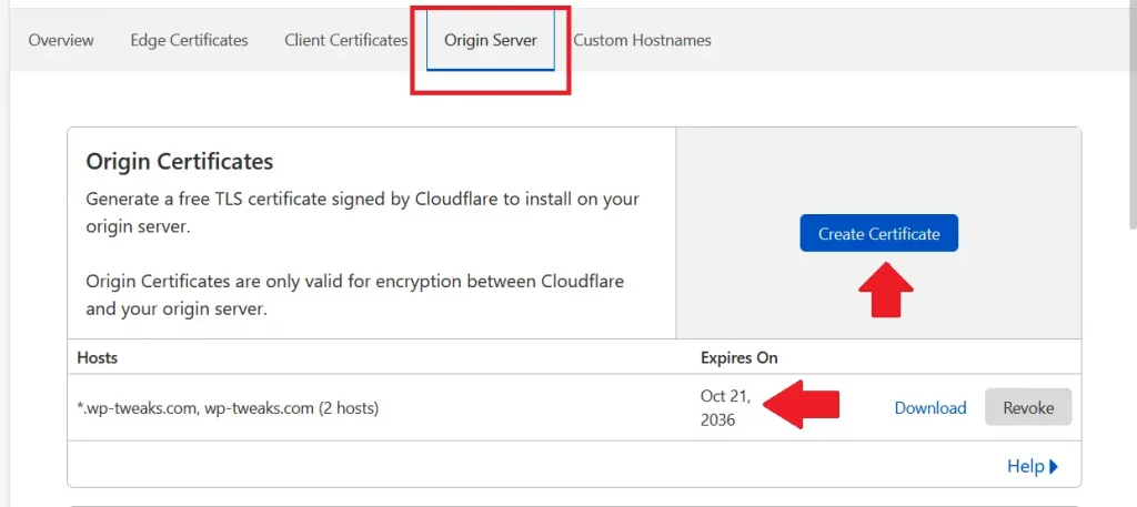 Cloudflare Origin Certificate Valid for 15-years