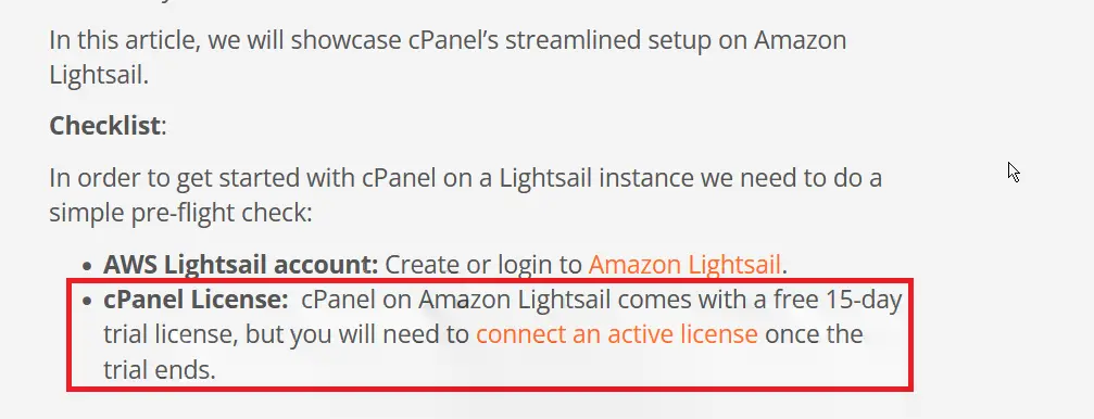 cPanel Isn't Free on Lightsail AWS