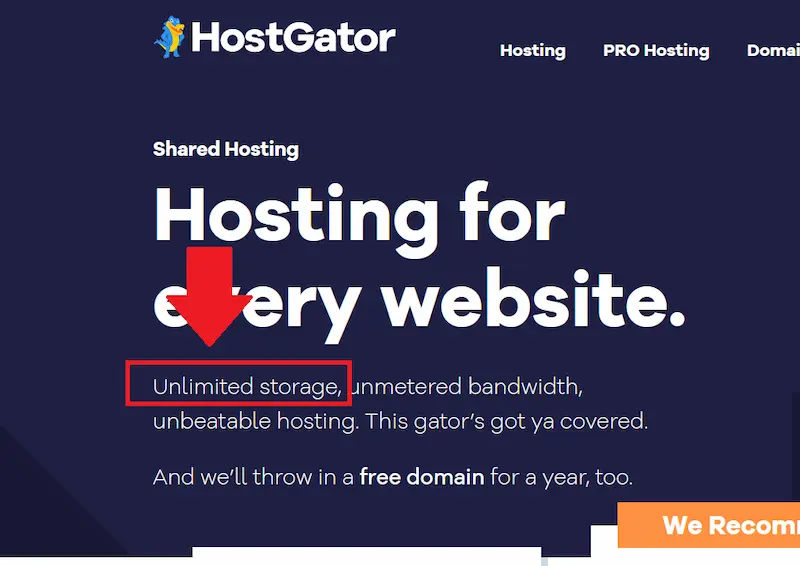 HostGator Unlimited Storage