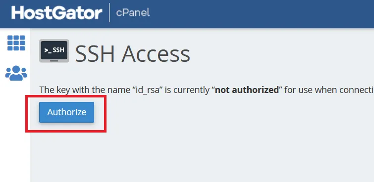 Authorize HostGator Public SSH Key