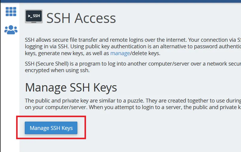 HostGator Manage SSH Keys