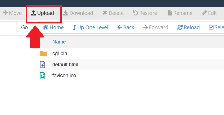 Upload Button in cPanel