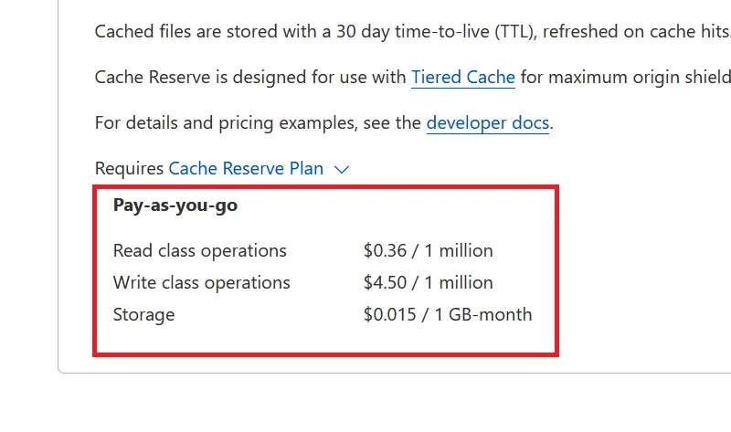 Cloudflare Cache Reserve Pricing