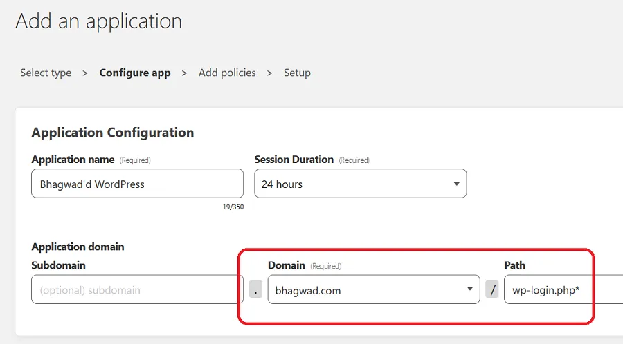 Domain and Path for WordPress Login Page