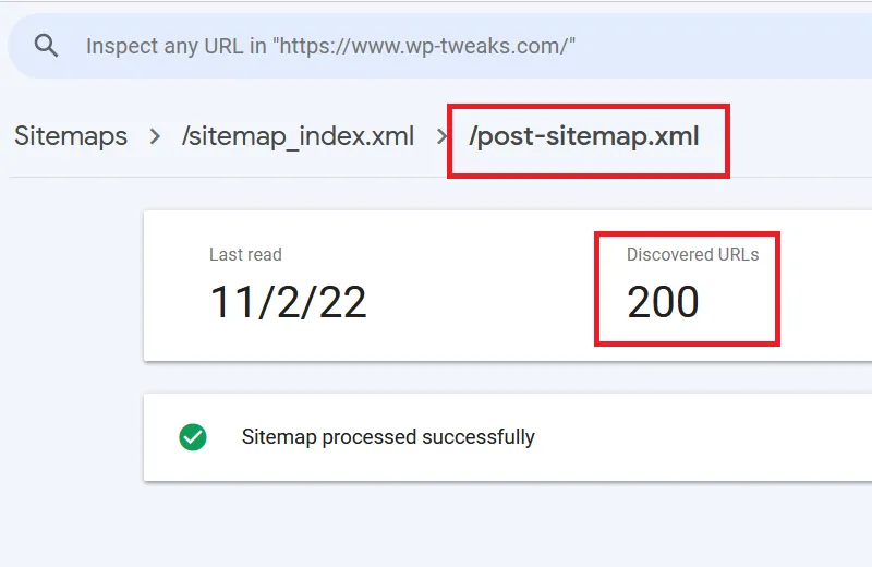 Google Search Console Sitemap Discovered URLs