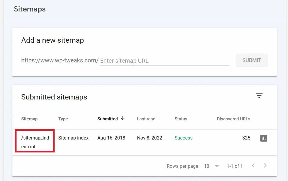 Submitted Sitemaps in Google Search Console