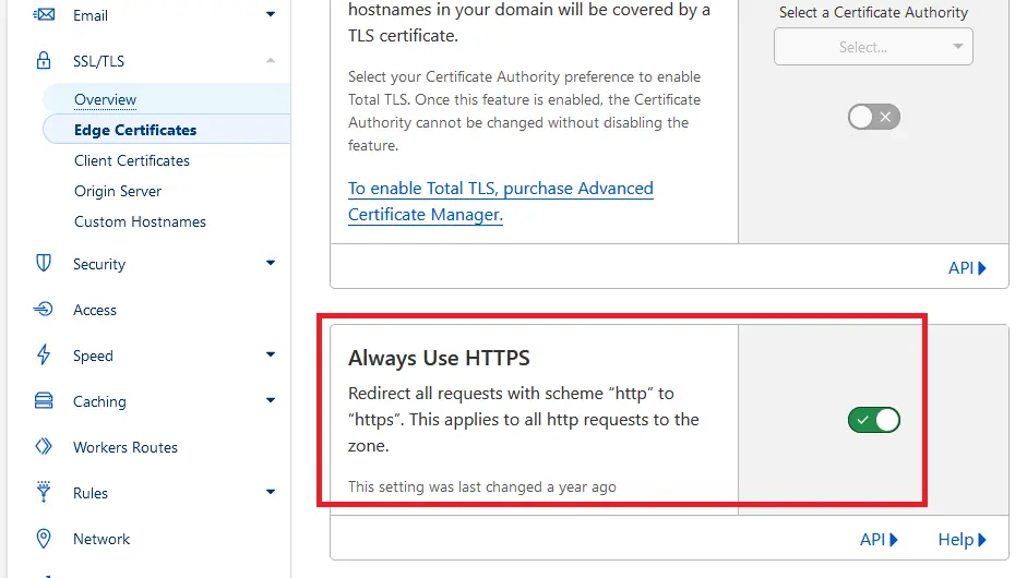 Always Use HTTPS in Cloudflare