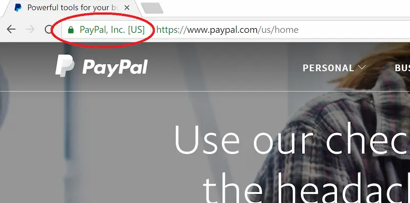 PayPal Green Bar EV SSL Certificate